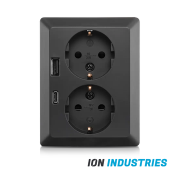 wandcontactdoos-2-voudig-zwart-ral9017