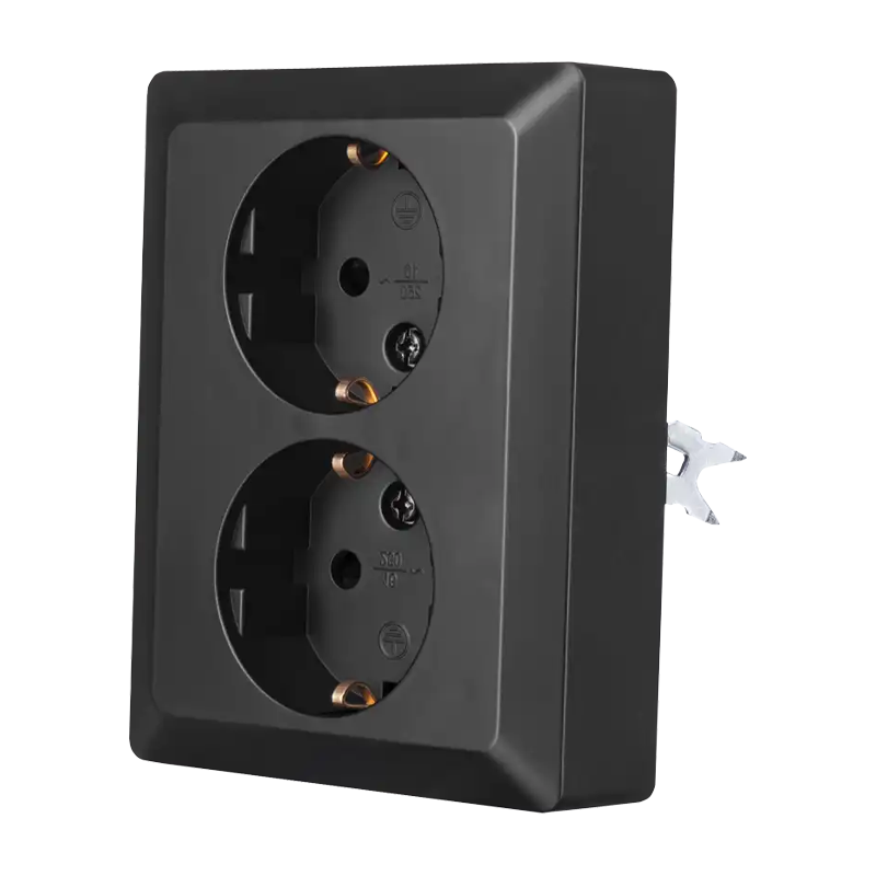 zwarte-wandcontactdoos-2-voudig