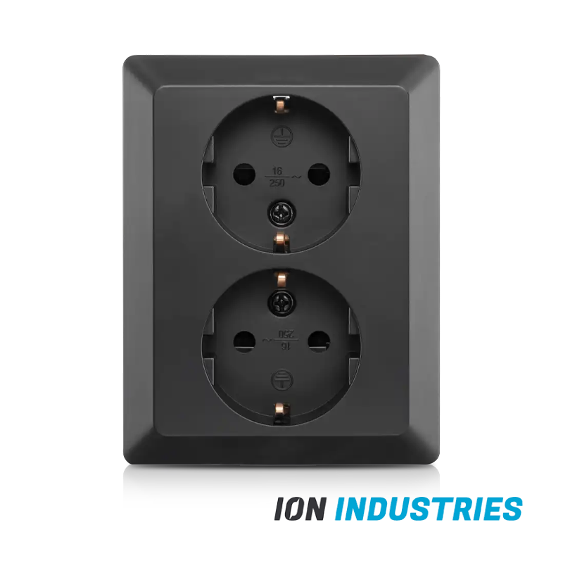 zwarte-wandcontactdoos-2-voudig
