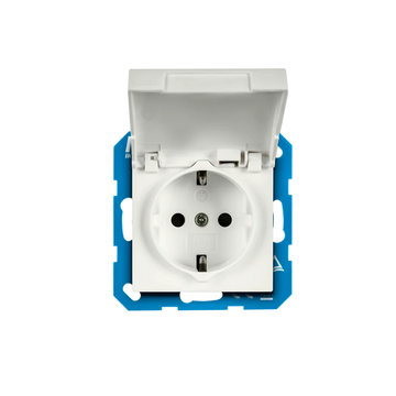 I RA WALL SOCKET WITH HINGED COVER AND TOUCH PROTECTION I V1 I J1/MATT ALPIN WHITE