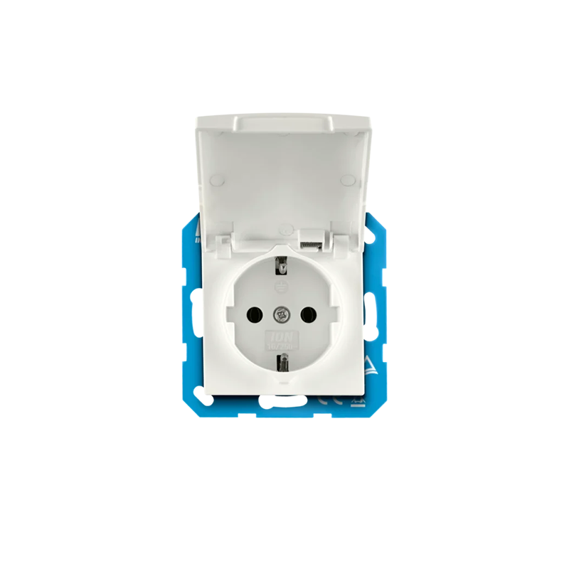 ION INDUSTRIES | WALL SOCKET | RA WITH HINGED COVER | IP44 | E1 | MATTE ALPIN WHITE