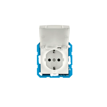 ION INDUSTRIES | WANDCONTACTDOOS | RA MET KLAPDEKSEL | ANRAAKBEVELIGING | E1 | MAT ALPIN WIT