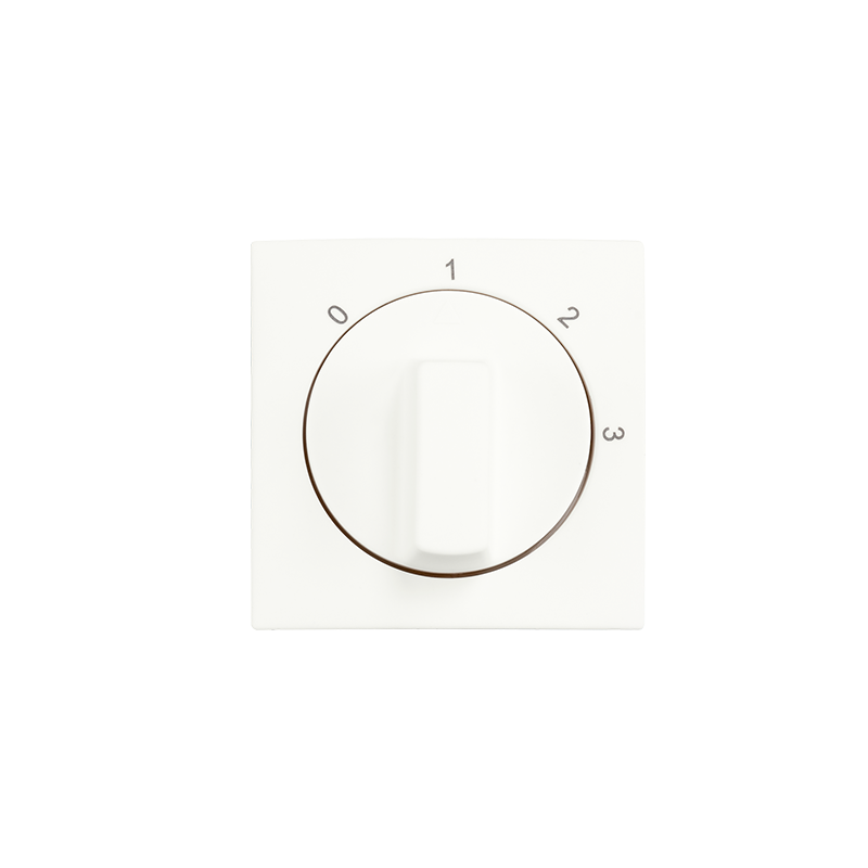 IONINDUSTRIES | CENTRAALPLAAT MET DRAAIKNOP | 3-STANDENSCHAKELAAR MET NULSTAND | E1 | MAT ALPIN WIT