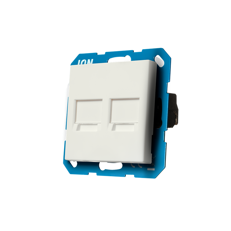ION INDUSTRIES I MODULAR JACK I 2-WAY WITH CENTRAL PLATE I V1/J1 I MATTE ALPIN WHITE