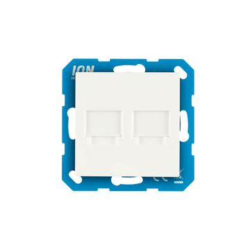 ION INDUSTRIES I MODULAR JACK I 2-WAY WITH CENTRAL PLATE I V1/J1 I MATTE ALPIN WHITE