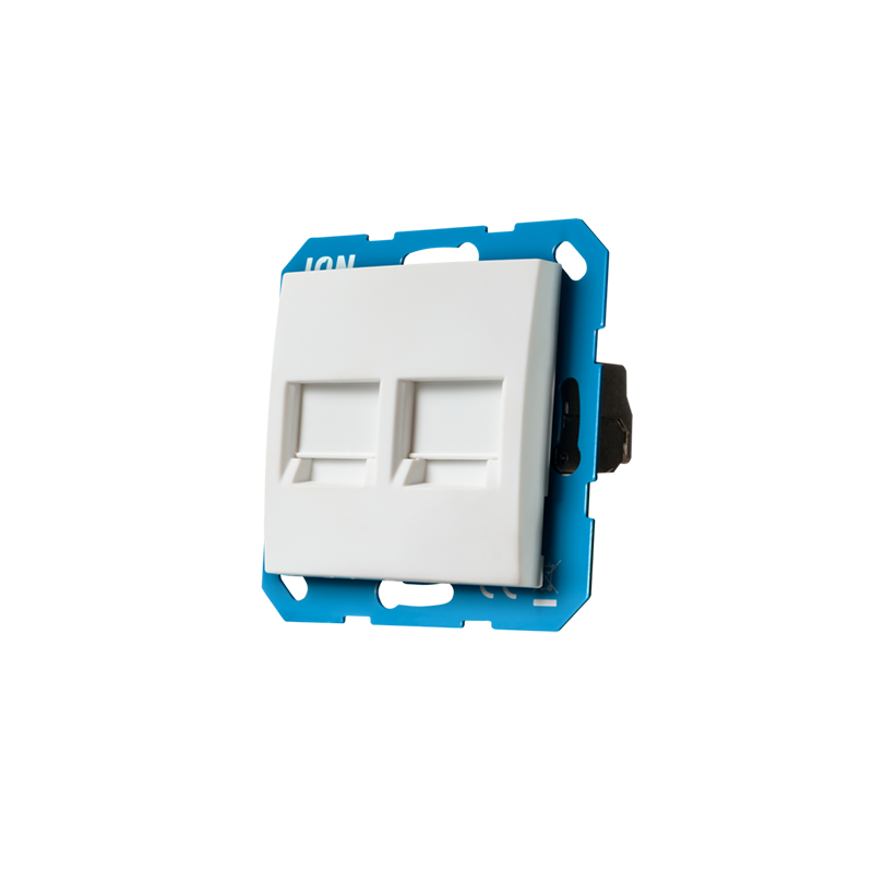 ION INDUSTRIES | MODULAR JACK | 2-VOUDIG MET CENTRAALPLAAT | E1 | MAT ALPIN WIT