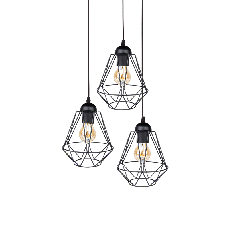 LED hanglamp industrieel zwart 3 lichts