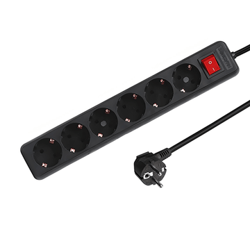 ZESVOUDIGE TAFELCONTACTDOOS | MET SCHAKELAAR | 1.5M | ZWART