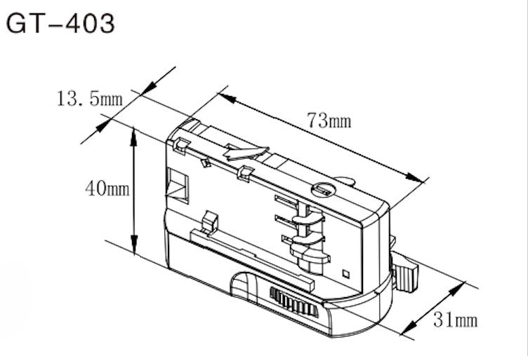 PENDEL ADAPTER | 3-FASE | RAIL | 7 CM
