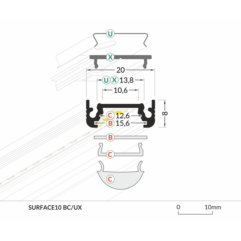 PROFIEL SURFACE | 10MM | 2M