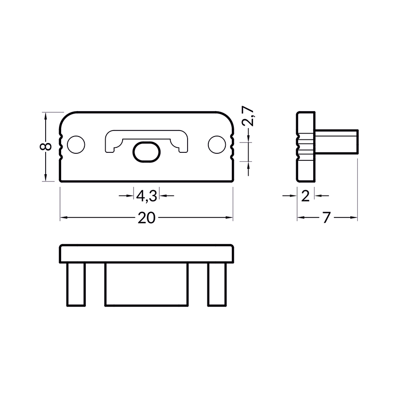 END CAP MET KABELOPENING | SURFACE | 10MM | 20 STUKS