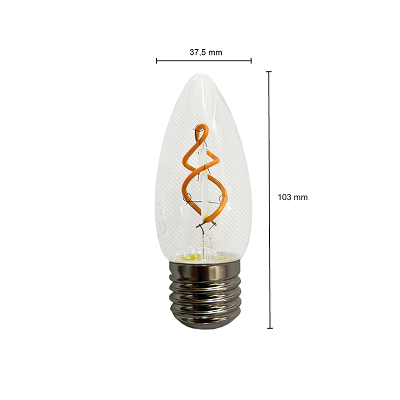 LED FILAMENT | E27 | KAARSLAMP | DIMBAAR | CLEAR | 2W