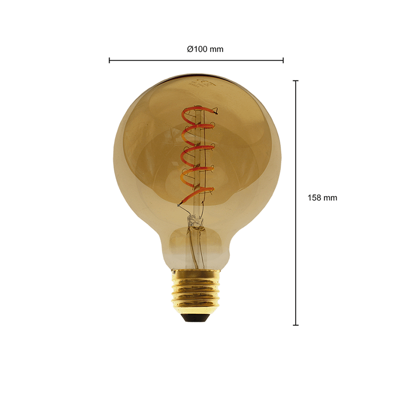 led globe e27 ledlamp amber kleurig