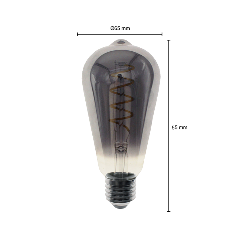 led filament e27 dimbaar smoke glass