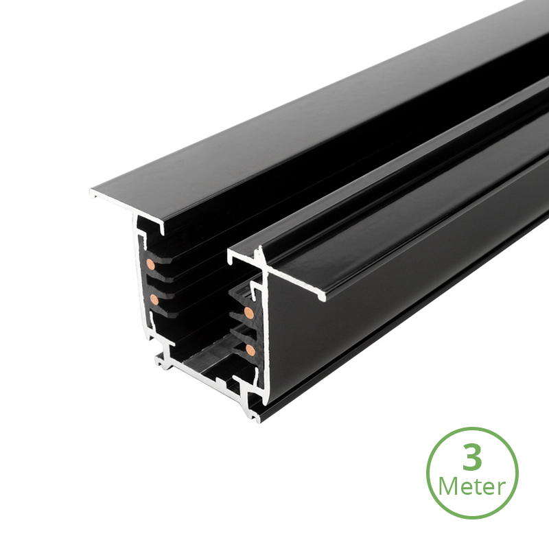 INBOUW 3-FASE RAIL | 300CM | ZWART
