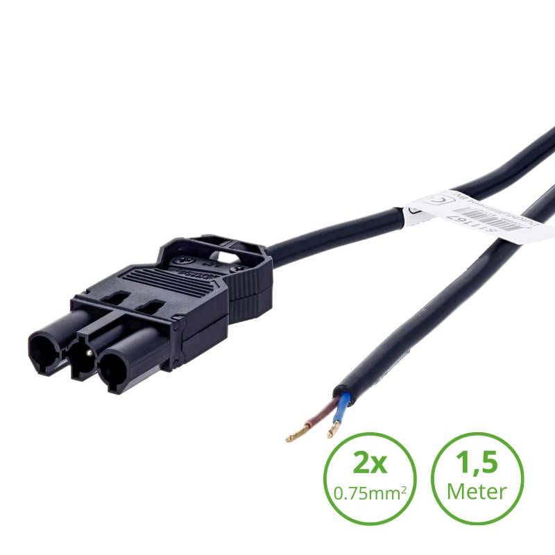 811167 - 3-SWP AANSLUITSNOER MALE 1,5mtr - 2x0.75mm