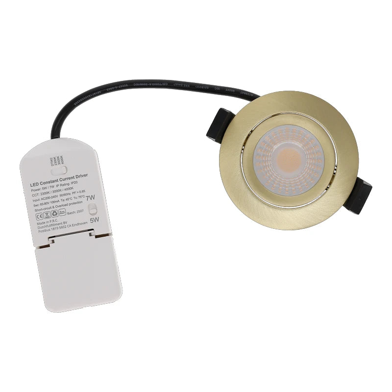 812072 LED INBOUWSPOT | MIRAN | SLIM-FIT | 5W/7W | DIM TO WARM + CCT-SWITCH | BRASS