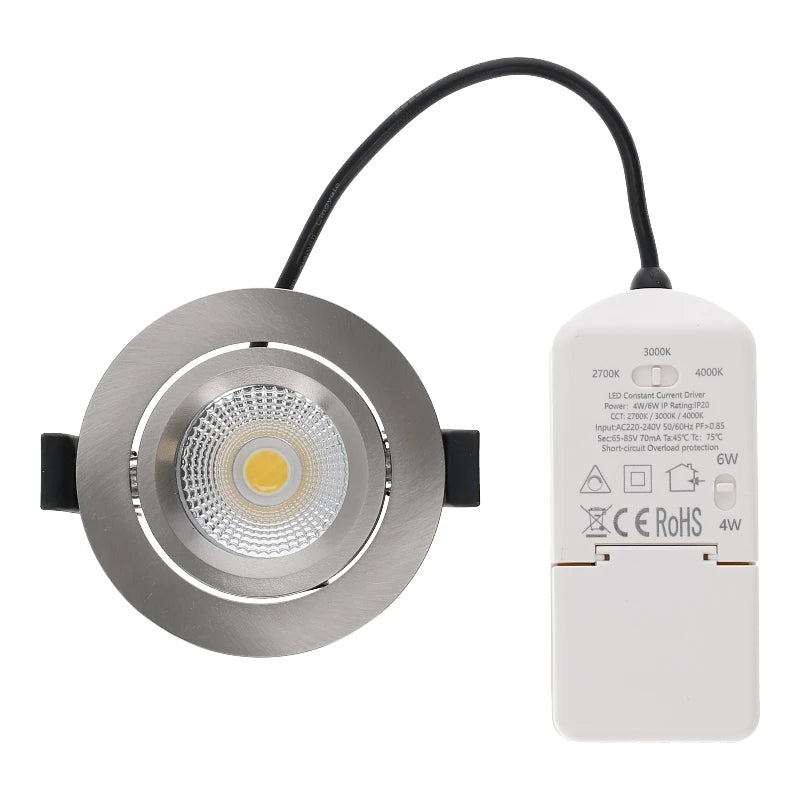 LED INBOUWSPOT | VARDA | SLIM-FIT | 4W/6W | DIM | ZILVER | CCT-SWITCH