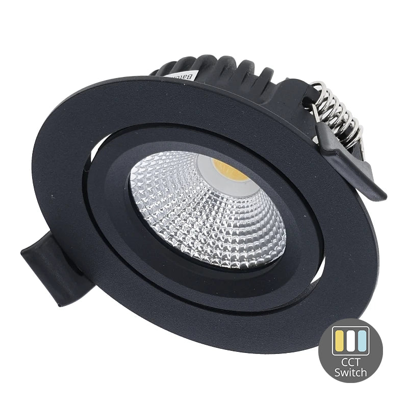 LED INBOUWSPOT | 6W | Ø82mm | DIMBAAR | CCT-SWITCH | IP65 | ZWART