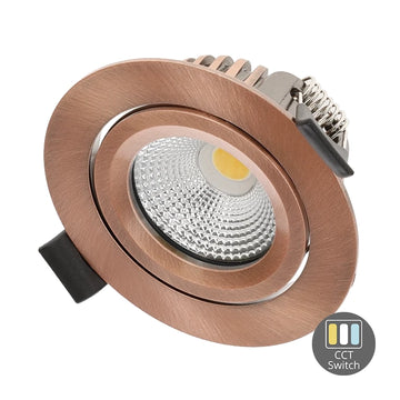 LED INBOUWSPOT | 6W | Ø82mm | DIMBAAR | CCT-SWITCH | IP65 | KOPER