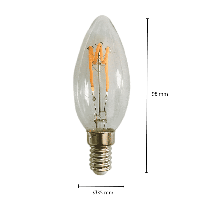 LED FILAMENT E14 KAARS DIMBAAR CLEAR 1.6W