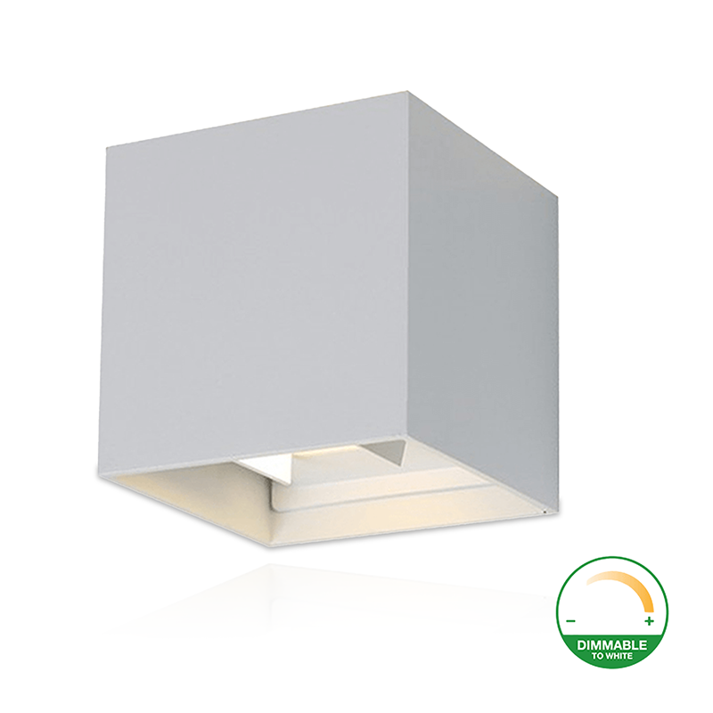 dimbare led cube wandlamp wit