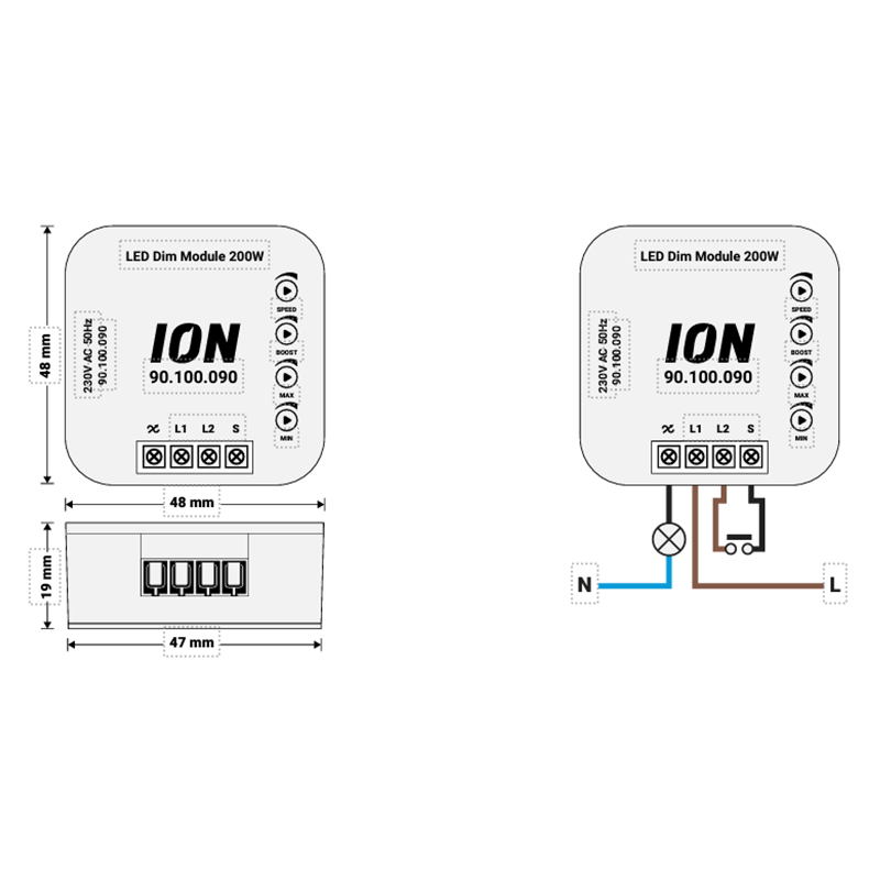 TOUCH TRIAC LED DIMMER | 0.3-200 WATT | ION INDUSTRIES