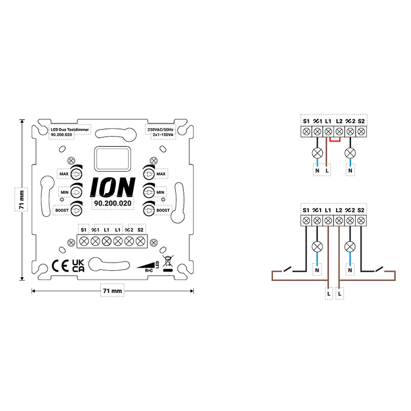 LED DUO TASTDIMMER | 2×0.3-150 WATT | ION INDUSTRIES