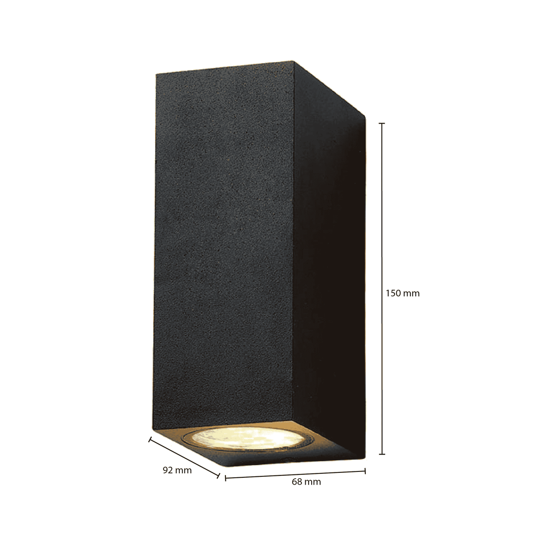 wandlamp zwart gu10 fitting rechthoekig