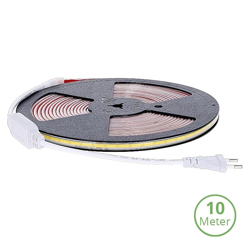 COB LEDSTRIP | 220V | IP65 | 8.5 METER | 2700K incl. 0,5 M EUROSTEKKER