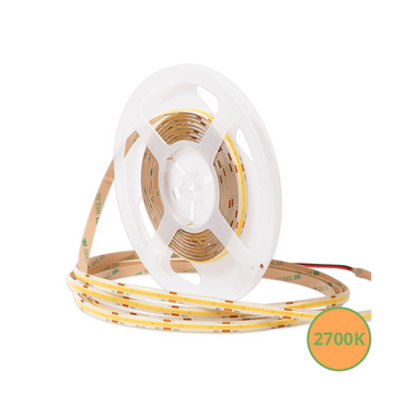 COB LEDSTRIP | VRIJ KNIPBAAR | 24V | IP65 | 5M | 10W/M | 2700K