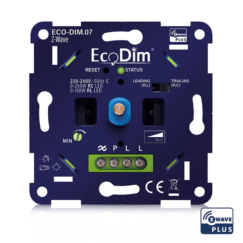 EcoDim ECO-DIM.07 Led dimmer Z-Wave druk/draai 0-250W (RLC)