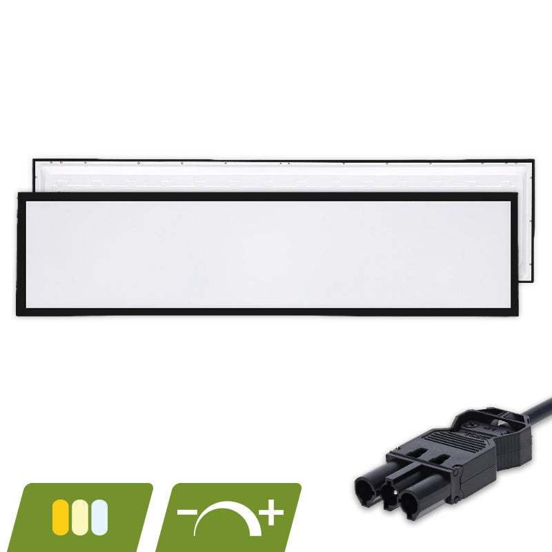 BACK-LIT LED PANEEL | EUROPA ZWART | 120X30CM | 30W | DIMBAAR | CCT-SWITCH | MET 3-SWP SNOER