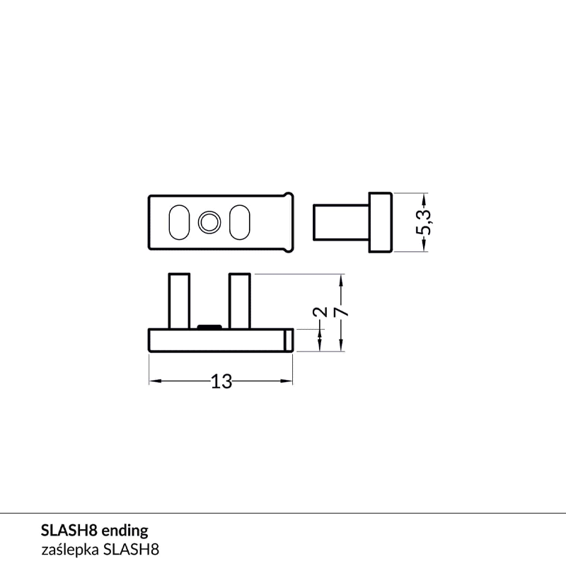END CAP MET KABELOPENING | SLASH | 8MM | 20 STUKS