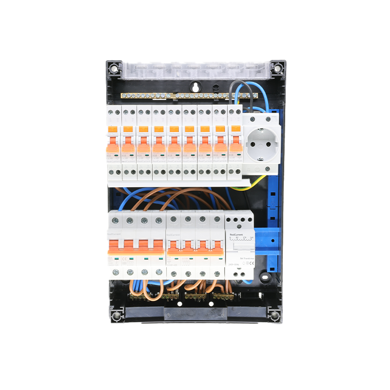 GROEPENKAST 3-FASE | 9x AARDLEKAUTOMAAT B16 | 1x 3-FASE AARDELEKAUTOMAAT B16 | 1x WCD | BELTRAFO