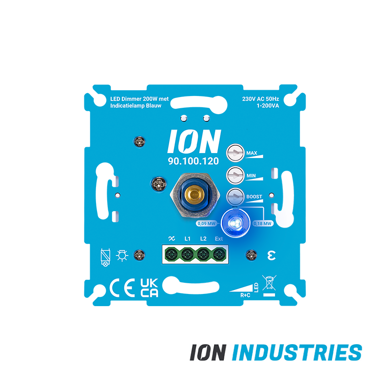 ION INDUSTRIES | LED Dimmer 200 Watt met Indicatielamp Blauw