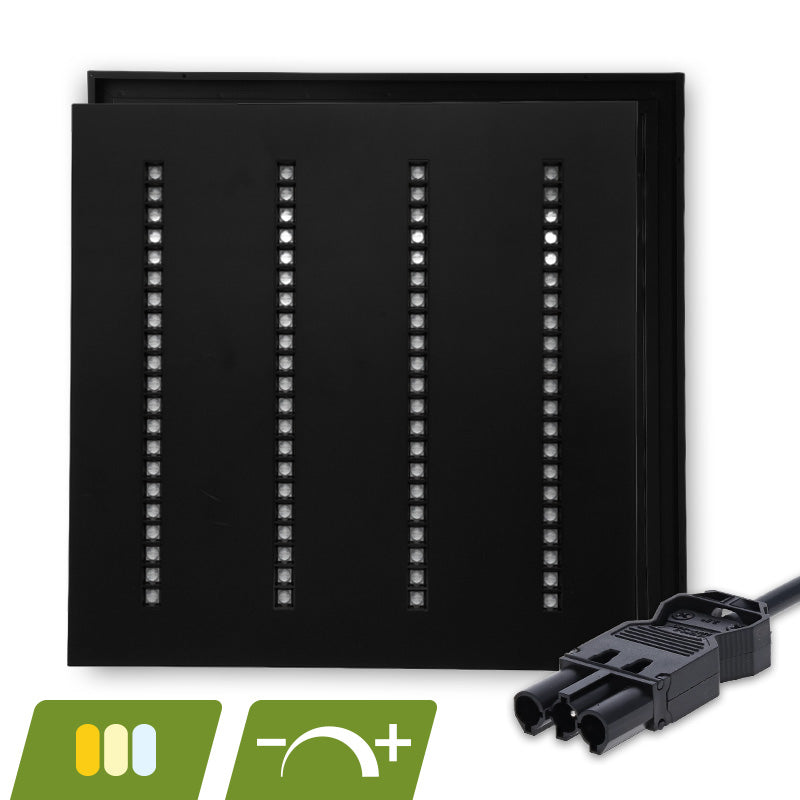 LOUVRE LED PANEEL | NOVA ZWART | 60X60CM | 30W | DIMBAAR | CCT-SWITCH | MET 3-SWP SNOER