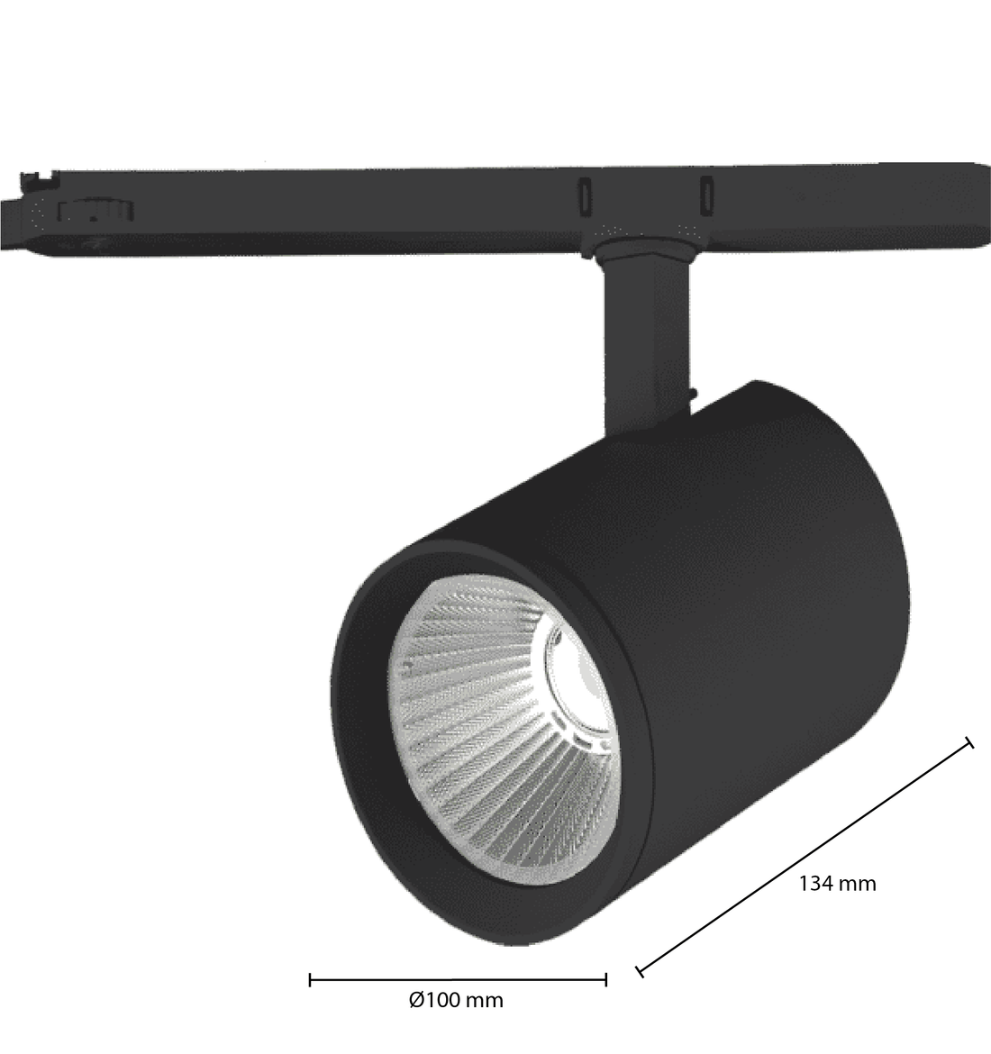 3-FASE RAILSPOT 38° ZWART 40 WATT DIMBAAR CRI&gt;97