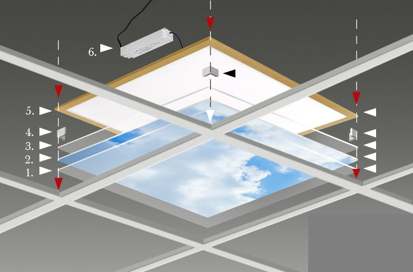 FOTOPRINT afbeelding wolk-bos verdeeld over 6 panelen 595 x 595 mm-0